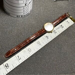 Genevex Ladies Watch Diamond Quartz Brown Leather Band Round Black Dial Working